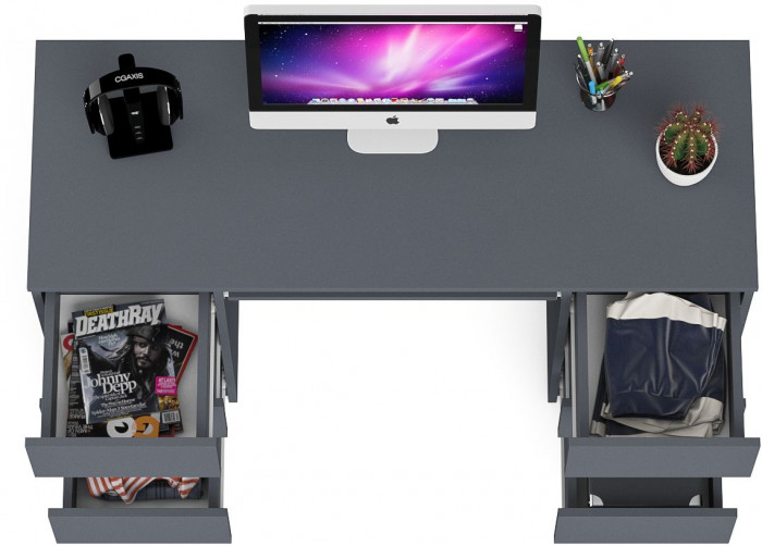 Мори Стол компьютерный МС-2, цвет графит, ШхГхВ 135,4х50х76,6 см.