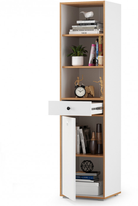 Вуди 13.146 Стеллаж, белый премиум/дуб крафт золотой