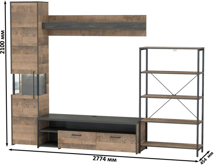 Трувор Гостиная 013, дуб гранж песочный/интра