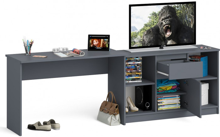 Мори письменный стол МСП1200.1 + Тумба МТВ1204.1, графит