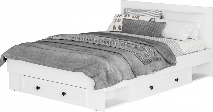 Кровать с проложками ДСП и ящиками Софт КР-11 (1,4), Белый