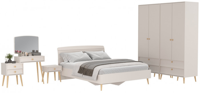 Афина Спальня 36-1600, цвет кашемир серый, сп.м. 1600х2000 мм., б/м, основание есть - фанера