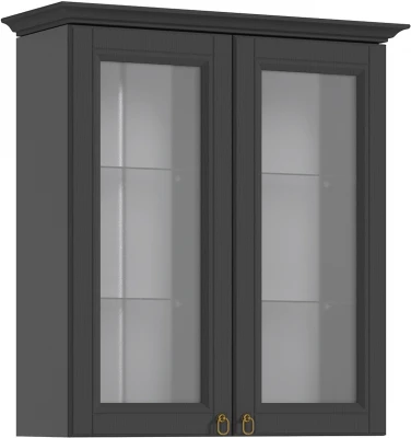 Престиж-1 Шкаф навесной двудверный со стеклом графит/графит структурный