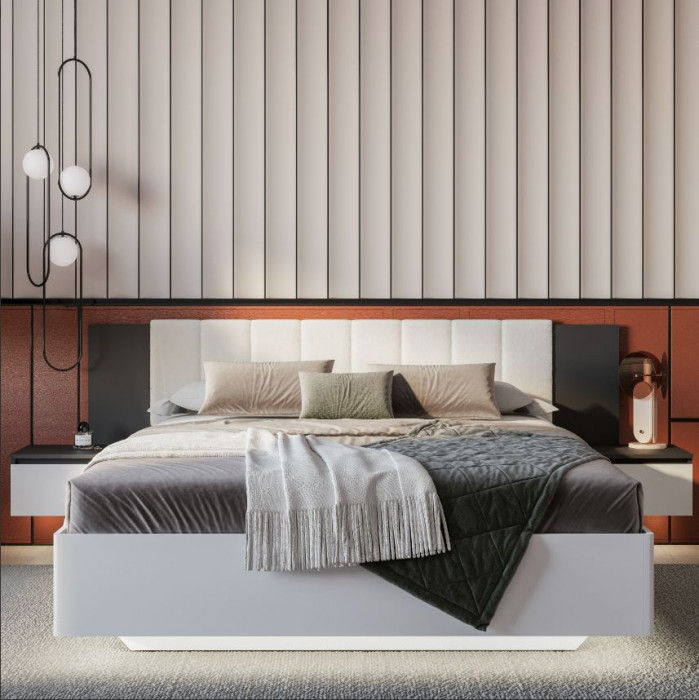 Кровать 1,6 м "Шарм" КР-18 Белый/ Графит