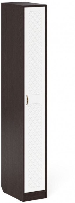 Прихожая П-6-500 Пенал, цвет венге/фасады МДФ белое дерево фрезеровка ромб, ШхГхВ 30х50х210 см., универсальная сборка