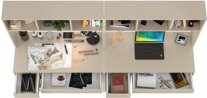 Стол компьютерный Комфорт 12.77F + Стол компьютерный Комфорт 12.77F, цвет сатин, ШхГхВ 200х49,8х147 см., универсальная сборка