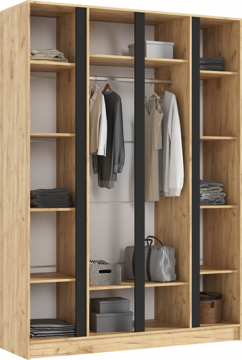 Келвин Шкаф 4-х створчатый 1600, Дуб крафт/Изумрудный