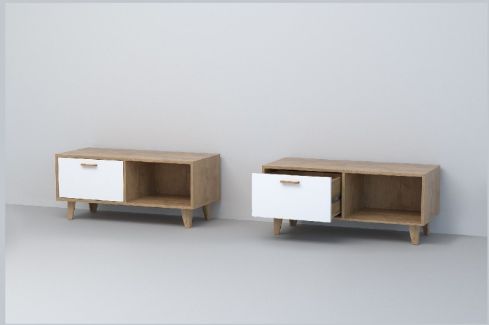 Эго Тумба Т-4 НГ (Глянец Белый/Дуб Крафт Золотой)