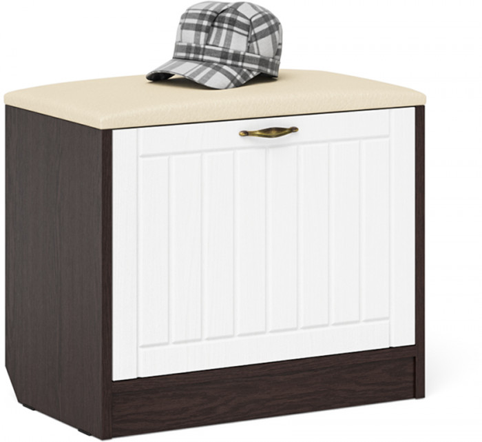 Прихожая П-6 Компоновка № 21, венге/фасады МДФ белое дерево фрезеровка прованс