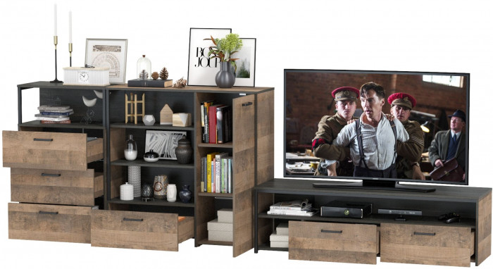 Трувор Гостиная 011, дуб гранж песочный/интра