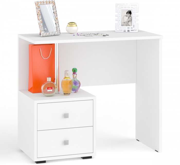 Камелия спальня № 2 Кровать 1600 + Две тумбы + Стол косметич. + Зеркало + Шкаф 4-х, белый