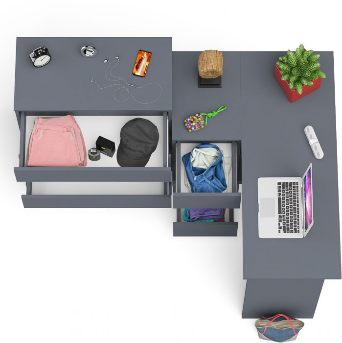 Мори компьютерный стол МС-16 левый + Комод МК800.4, графит