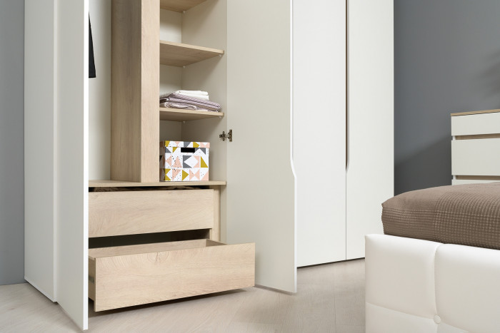 Муссон Спальня № 04, белый/дуб эндгрейн элегантный/искусственная кожа белая