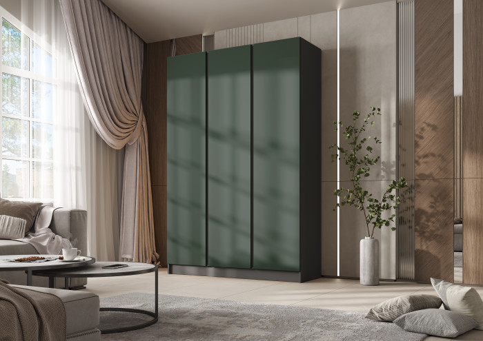 Келвин Шкаф 3-х створчатый 1500, Графит/Изумрудный