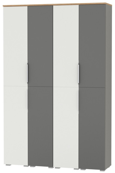 Октава Набор шкафов 47, цвет белый шагрень/серый графит/дуб крафт золотой/фасады МДФ белый шагрень/серый графит, ШхГхВ 128,8х35,3х197,6 см., ун. сб.