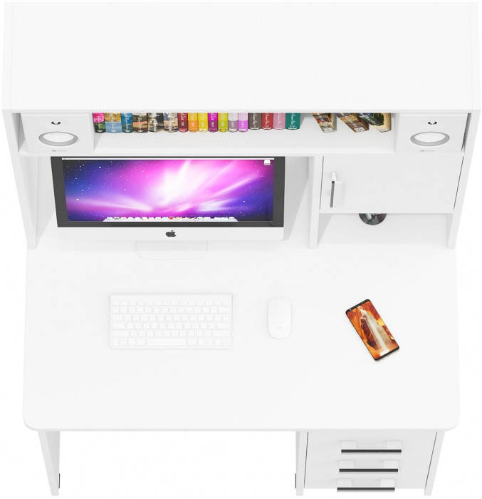 компьютерный стол С-МД-СК9, белый шагрень