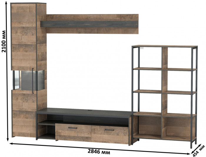 Трувор Гостиная 015, дуб гранж песочный/интра