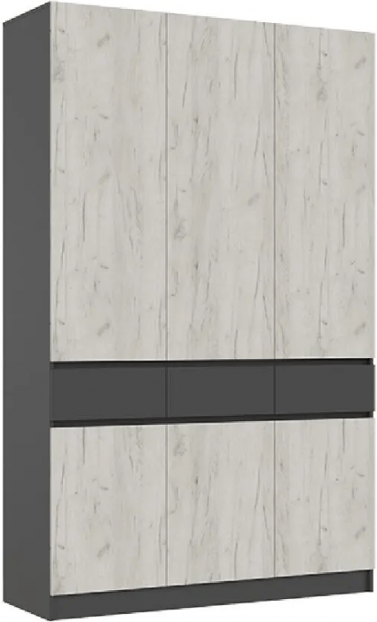 Прихожая Шкаф 3-х ств (Графит/Дуб Крафт Белый) (Дуб крафт белый/Графит)