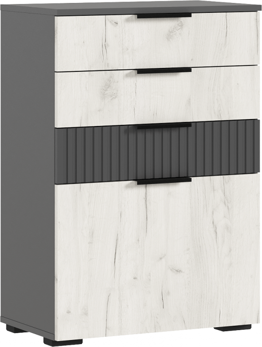 Роджина Комод 600 (Крафт белый, Графит)