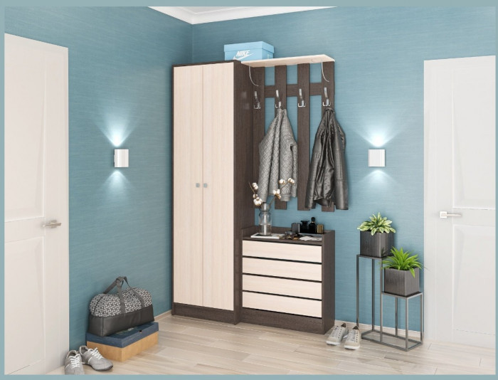 Модульная Прихожая Ямайка, композиция 1, венге/дуб молочный