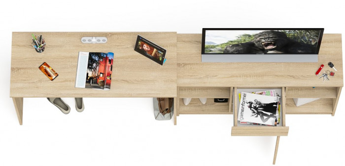 Мори письменный стол МСП1200.1 + Тумба МТВ1204.1, дуб сонома