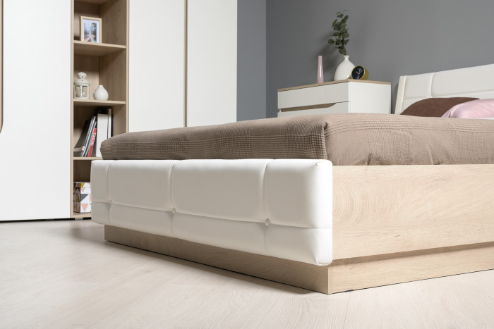 Муссон Спальня № 05, белый/дуб эндгрейн элегантный/искусственная кожа белая