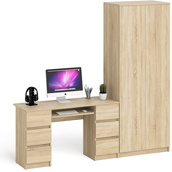 Мори компьютерный стол МС-2 + Шкаф МШ800.1, дуб сонома