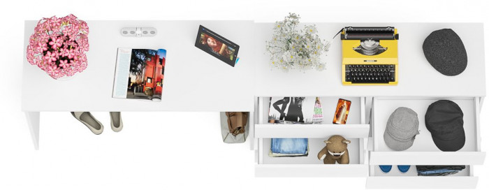 Мори письменный стол МСП1200.1 + Комод МК1200.6, белый