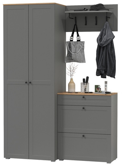 Остин Прихожая 17, серый графит/дуб крафт золотой