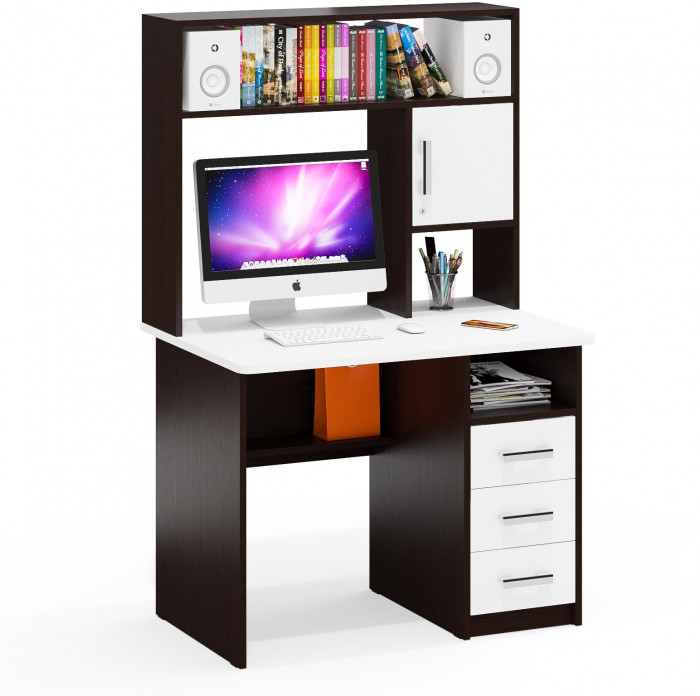компьютерный стол С-МД-СК9, венге/белый шагрень