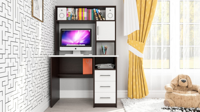 компьютерный стол С-МД-СК9, венге/белый шагрень