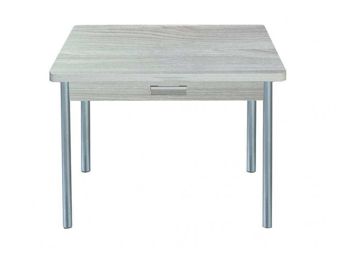 Симпл стол обеденный раскладной с ящиком / Ясень светлый/металлик