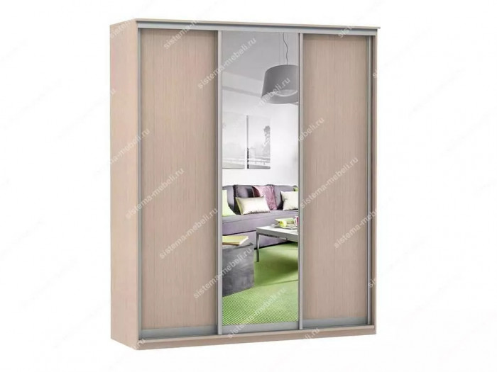 Шкаф купе Модерн 2076х450 3-х дверный 3-х секционный зеркало ясень