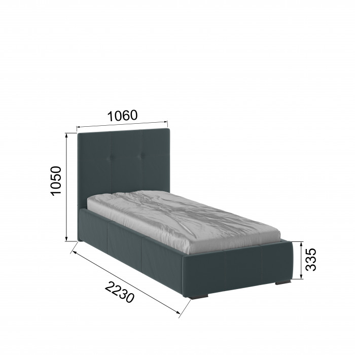 Рио Кровать интерьерная 900 серый квадрат, ортопед