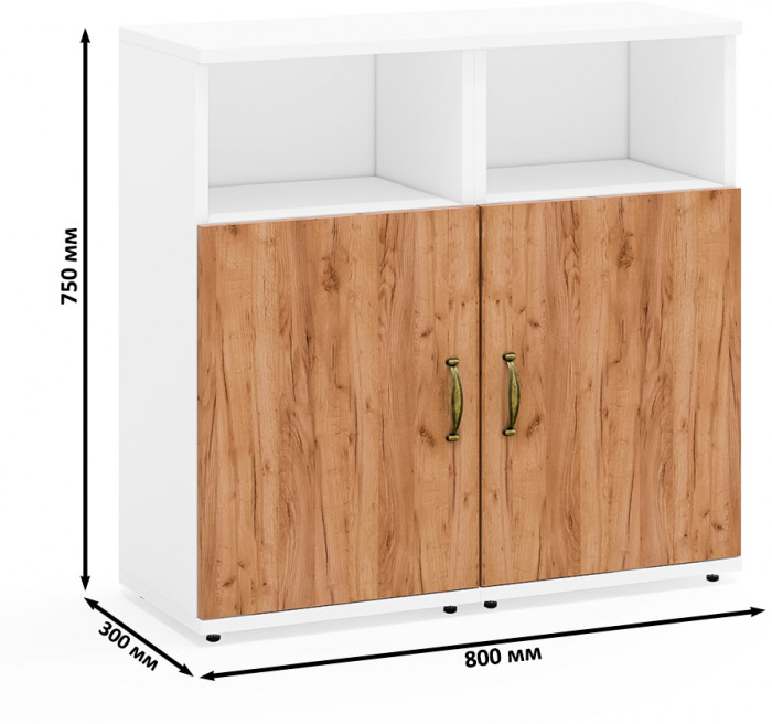 Лидер-8 Тумба МД 3.19 2 шт., цвет белый шагрень/крафт золото, ШхГхВ 80х30х75 см., универсальная сборка