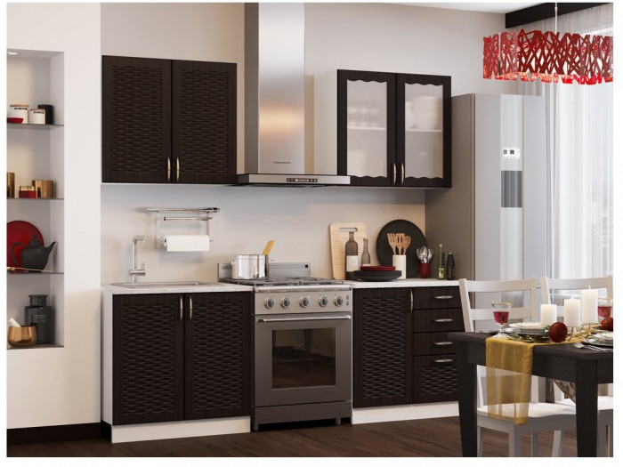 Кухня Изабелла №1 1.6 м, МДФ матовый (Венге, Белый)