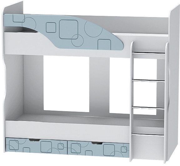 Двухъярусная кровать Бриз-5, Белый/Антарктида (Квадрат)