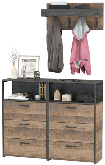 Трувор Прихожая 153, цвет дуб гранж песочный/интра, ШхГхВ 132х37х195 см.