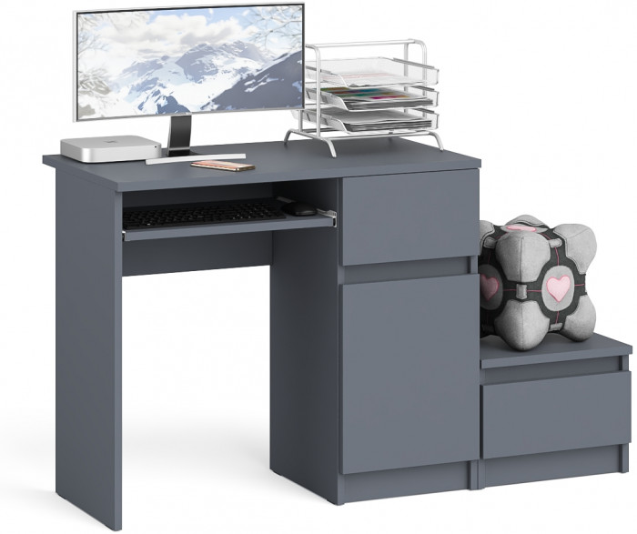 Мори Стол компьютерный МС-1 правый + Тумба ТМП400.1, цвет графит, ШхГхВ 130,4х50х76,6 см., выдвижной ящик справа, НЕ универсальная сборка