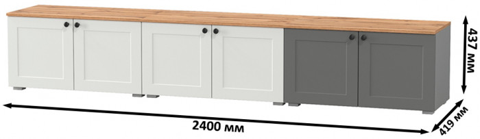 Остин 13.257 Тумба + 13.257 Тумба + 13.257 Тумба, белый шагрень/серый графит/дуб крафт золотой