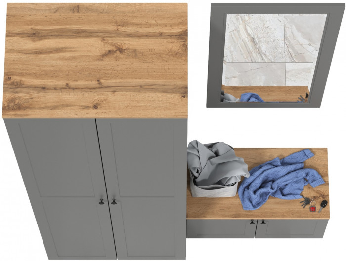 Остин Прихожая 18, серый графит/дуб крафт золотой