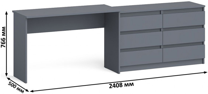 Мори письменный стол МСП1200.1 + Комод МК1200.6, графит