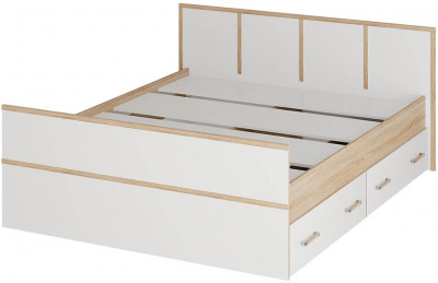 Кровать без основания 1,4 м "Сакура" дуб сонома/белый