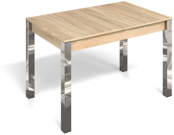 Стол раздвижной с вставкой Милан-3 Дуб Сонома / Хром