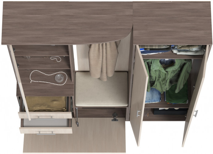 Прихожая 2-3430+2-3431бод.тем/св Домино - Комплект для прихожей, бодега тёмный/бодега светлый