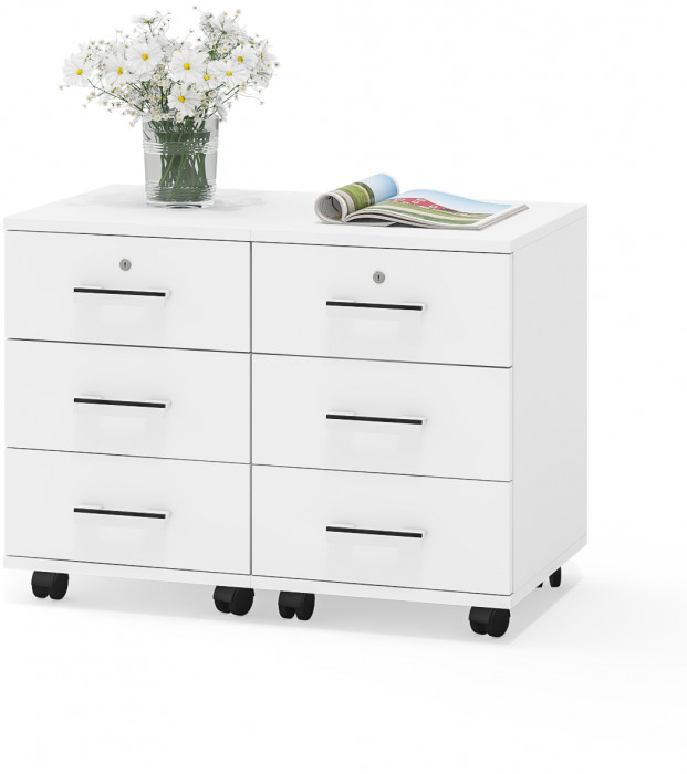 Две тумбы выкатных С-МД-3-02, белый шагрень