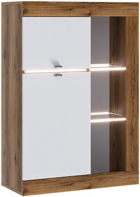 Прага Витрина универсальная ЛДСП, делано/Белый глянец