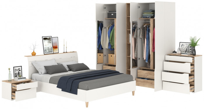 Муссон Спальня № 15, белый/дуб эндгрейн элегантный