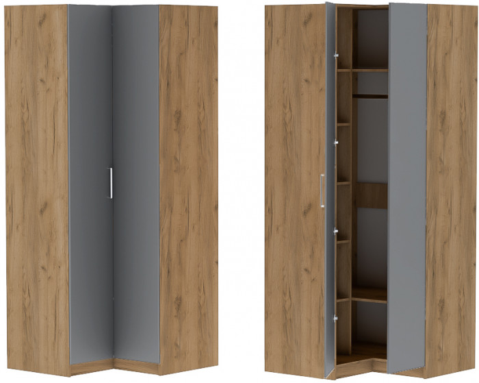 Шкаф угловой "Иннэс-7" - Крафт золотой/Графит