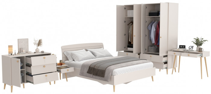 Афина Спальня 38-1600, цвет кашемир серый, сп.м. 1600х2000 мм., б/м, основание есть - фанера